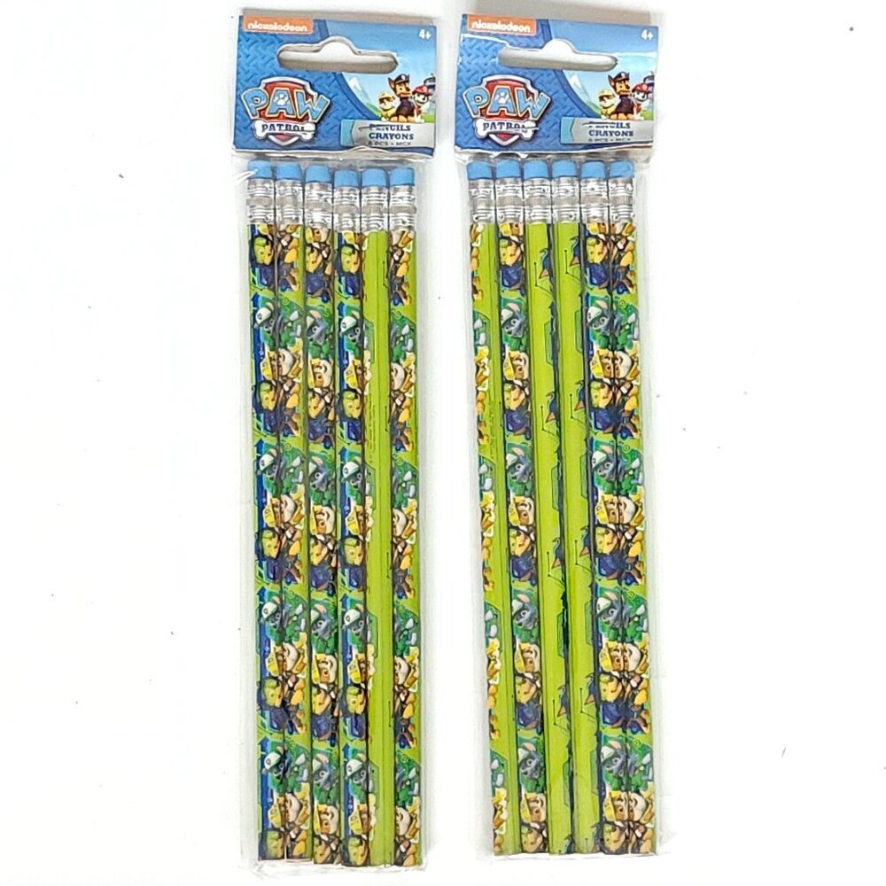 NICKELODEON PAW PATROL Pencil Sets x2 6 Pencils Per Package SEALED